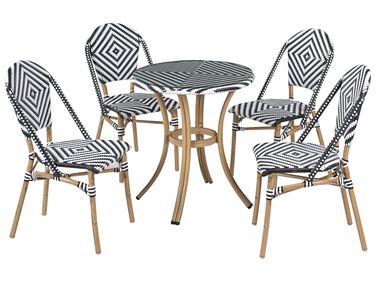 Tuinset 4-zits RIFREDDO PE rotan Zwart/wit