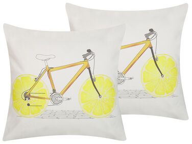 Set van 2 sierkussens RUSCUS Katoen 45 x 45 cm Wit abstract patroon