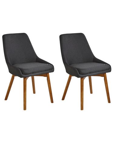 Set of 2 Dining Chairs MELFORT Fabric Black