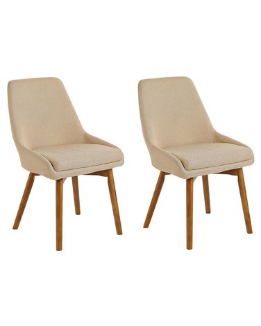 Set of 2 Dining Chairs MELFORT Fabric Sand Beige