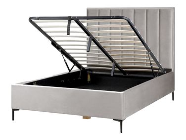 Ottoman Bed Velvet SEZANNE 140 x 200 cm (EU Double) Light Grey