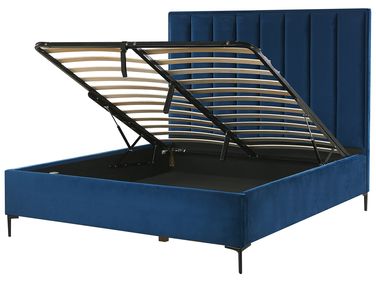 Ottoman Bed Velvet SEZANNE 140 x 200 cm (EU Double) Navy Blue