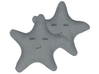 Set van 2 sierkussens BHOPAL Katoen 40 x 40 cm Grijs Ster