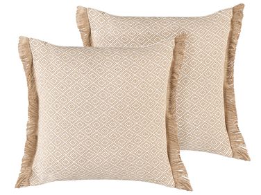Set van 2 sierkussens LONAR 45 x 45 cm Zandbeige
