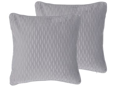 Set van 2 sierkussens MOTARI Fluweel 45 x 45 cm Grijs geometrisch patroon