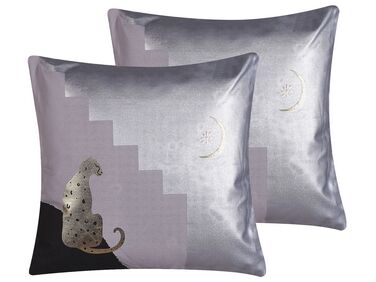 Set van 2 sierkussens DIGITALIS Katoen 45 x 45 cm Grijs abstract patroon