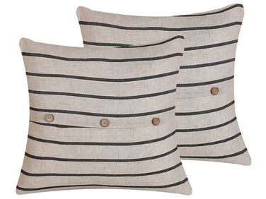 Set van 2 sierkussens CYNARA Katoen 43 x 43 cm Beige gestreept