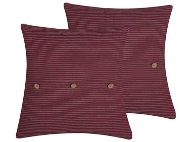 Set van 2 sierkussens CAMPANULA 43 x 43 cm Rood effen