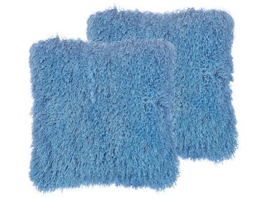 Set of 2 Decorative Cushions CIDE 45 x 45 cm Blue Solid