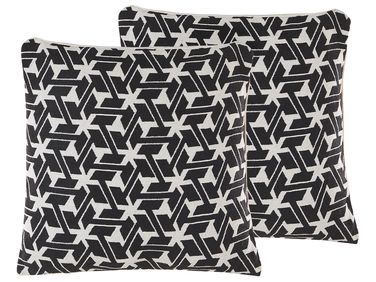 Set van 2 sierkussens ANDIRIN Katoen 45 x 45 cm Zwart geometrisch patroon