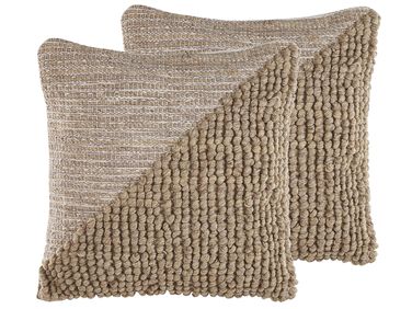 Set van 2 sierkussens ASLANAPA Katoen 45 x 45 cm Beige effen