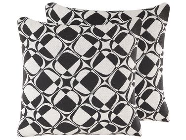 Set van 2 sierkussens KOTURE Katoen 45 x 45 cm Zwart/wit geometrisch patroon