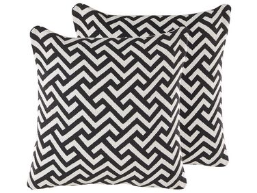 Set van 2 sierkussens SALIZAR Katoen 45 x 45 cm Zwart geometrisch patroon