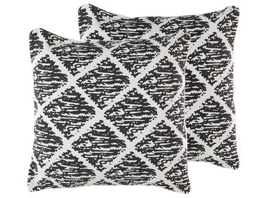 Set van 2 sierkussens HAZRO Katoen 45 x 45 cm Zwart geometrisch patroon