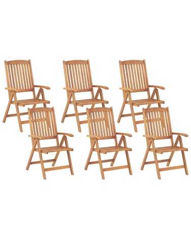 Set van 6 tuinstoelen JAVA Acaciahout Lichtbruin