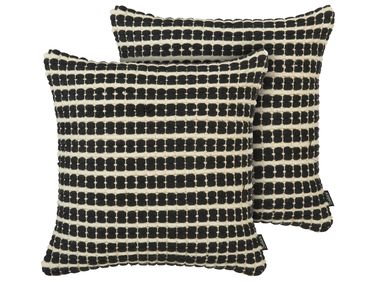 Set van 2 sierkussens YONCALI Katoen 45 x 45 cm Zwart geblokt patroon