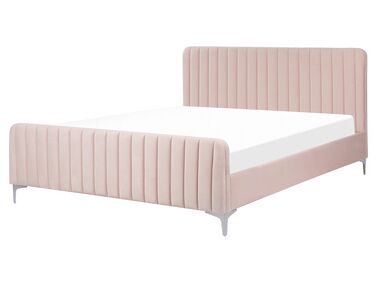 Bed Velvet LUNAN 160 x 200 cm (EU King Size) Pastel Pink