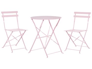 Bistro Set Folding FIORI Metal Pastel Pink