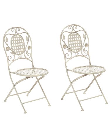 Set van 2 tuinstoelen BIVIO inklapbaar Metaal Gebroken wit