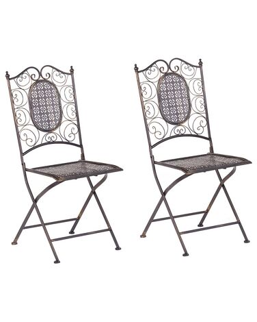 Set van 2 tuinstoelen BORMIO inklapbaar Metaal Zwart