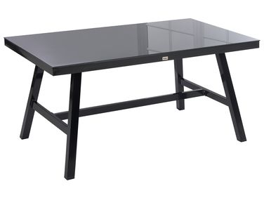 Table de salle à manger de jardin CANETTO 150 cm 90 cm Verre Noir