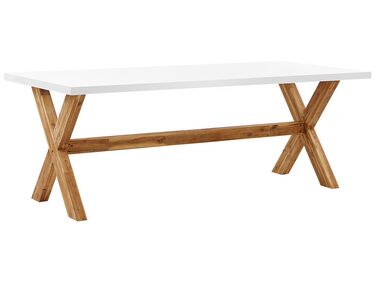 Table de salle à manger de jardin OLBIA 200 cm 100 cm Béton Blanc