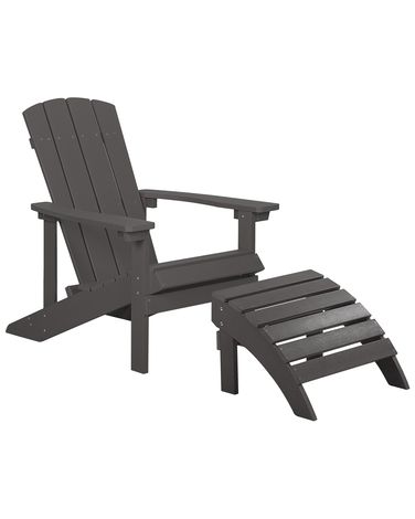 Tuinstoel ADIRONDACK met voetenbank Donkergrijs