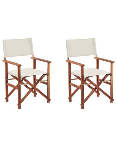 Set van 2 tuinstoelen CINE Acaciahout Gebroken wit