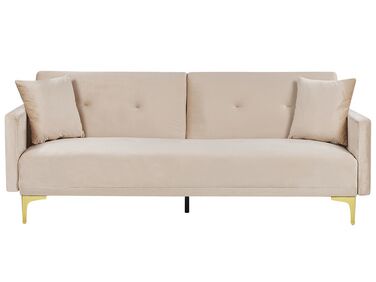 Slaapbank 3-zits LUCAN Fluweel Beige