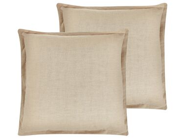 Set van 2 sierkussens GUZMANIA 45 x 45 cm Beige effen