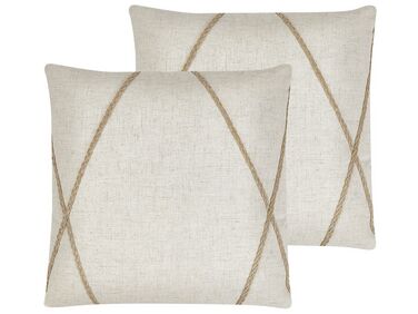 Set van 2 sierkussens LICUALA 45 x 45 cm Beige geometrisch patroon