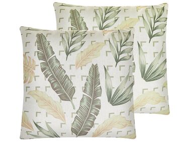 Set van 2 sierkussens RHAPIS 45 x 45 cm Groen bladpatroon
