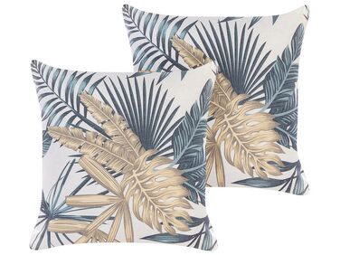 Set van 2 sierkussens TAGETES 45 x 45 cm Meerkleurig bladpatroon