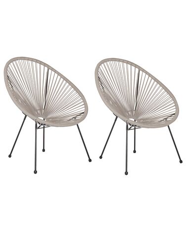 Set of 2 Garden Chairs ACAPULCO II PE Rattan Light Grey