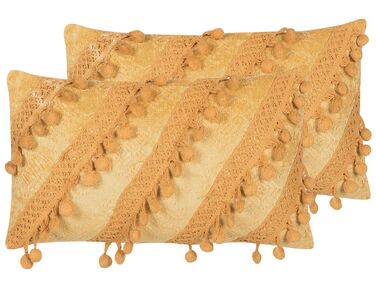Throw Cushion AYROOR 30 x 50 cm Mustard Geometric Pattern
