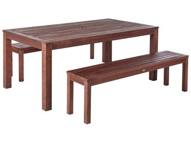 Tuinset met banken 6-zits TUSCANIA Eucalyptushout Donkerbruin