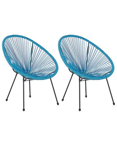 Set van 2 tuinstoelen ACAPULCO II PE rotan Blauw