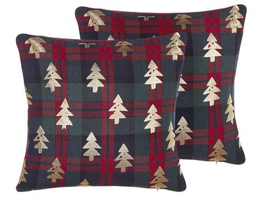 Set van 2 sierkussens CUPID 45 x 45 cm Donkergroen kerstmotief