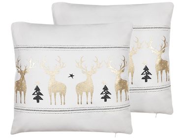 Set van 2 sierkussens DONNER Katoen 45 x 45 cm Wit kerstmotief