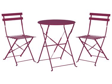 Bistro Set Folding FIORI Metal Burgundy