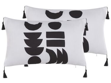 Set van 2 sierkussens LIRIOPE 30 x 50 cm Zwart/wit geometrisch patroon