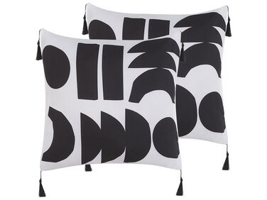 Set van 2 sierkussens LIRIOPE 45 x 45 cm Zwart/wit geometrisch patroon