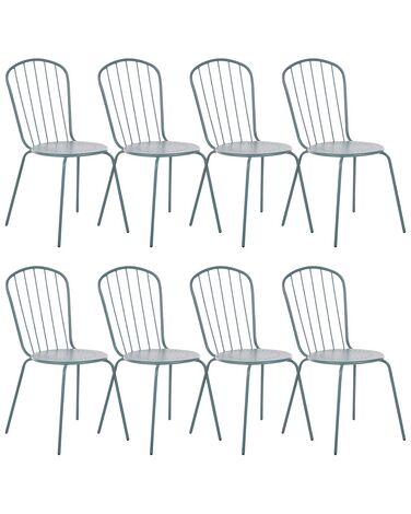 Set of 8 Chairs CALVI Metal Light Blue