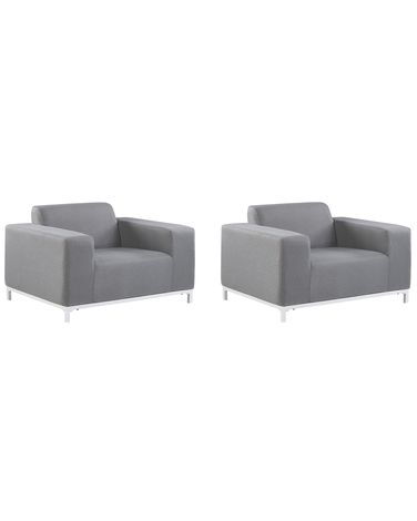 Set of 2 Garden Armchairs ROVIGO Fabric Grey