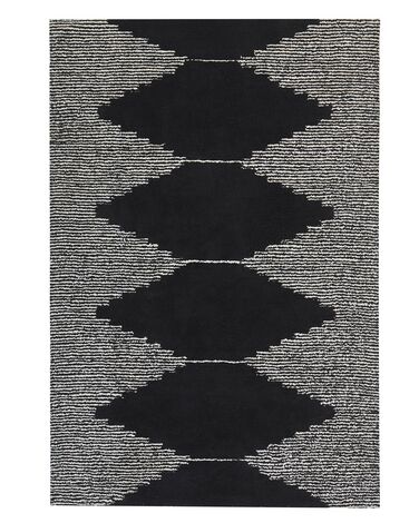 Tapis BATHINDA Noir/blanc 140 x 200 cm Coton