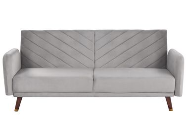 Sofa Bed 3 Seater SENJA Velvet Light Grey