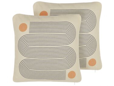 Set van 2 sierkussens CALIBRACHOA 45 x 45 cm Wit geometrisch patroon