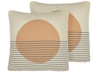 Set van 2 sierkussens MOONFLOWER 45 x 45 cm Wit geometrisch patroon
