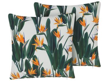 Set van 2 tuinkussens TSOTYLI bloempatroon 45 x 45 cm Groen