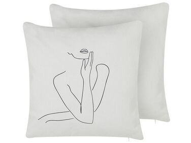 Set van 2 sierkussens MEADOWFOAM Katoen 45 x 45 cm Wit abstract patroon
